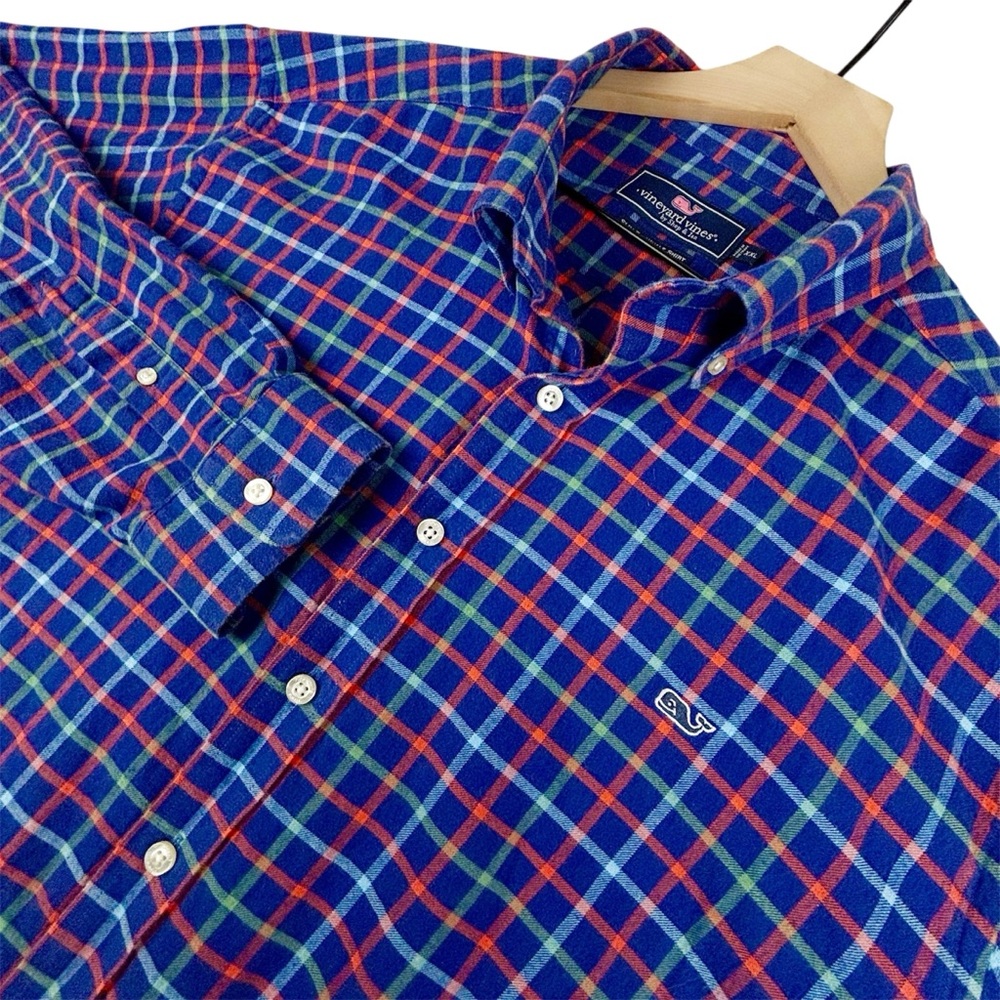 Vineyard Vines Slim Fit Whale Shirt Mens XXL Check Plaid Flannel Preppy
